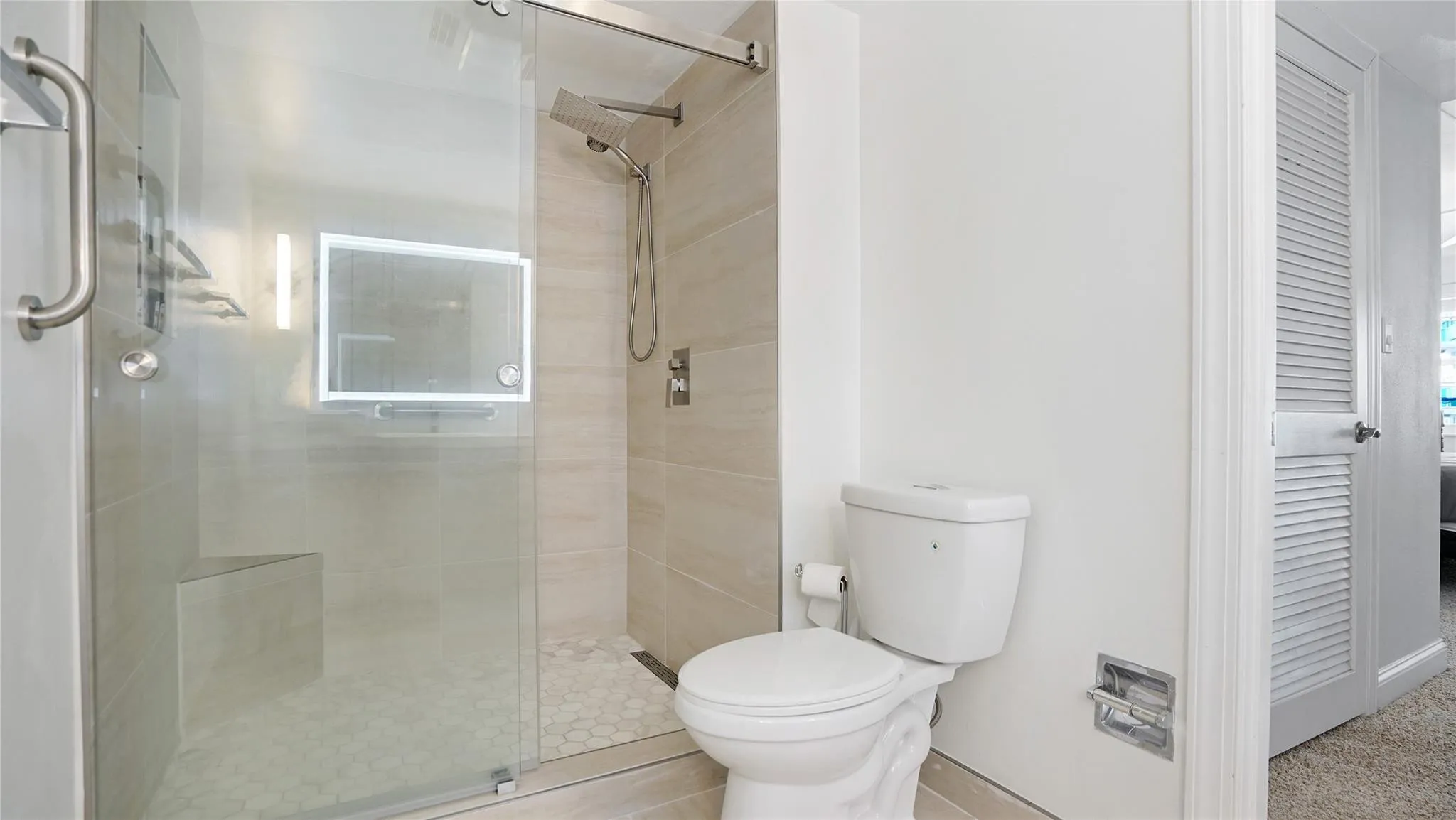 Nicely updated shower.