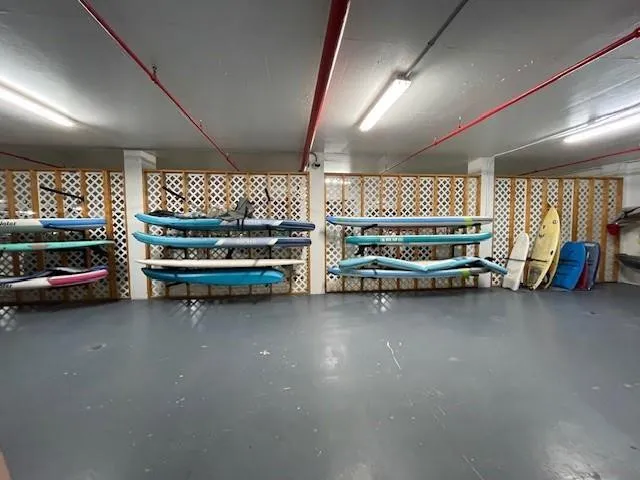More storage in the upper garage for paddle boards and larger toys.