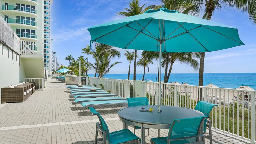 The lower beach deck facing north. The bocce court is at the north end of this deck. From here you are only a few steps to the beach.