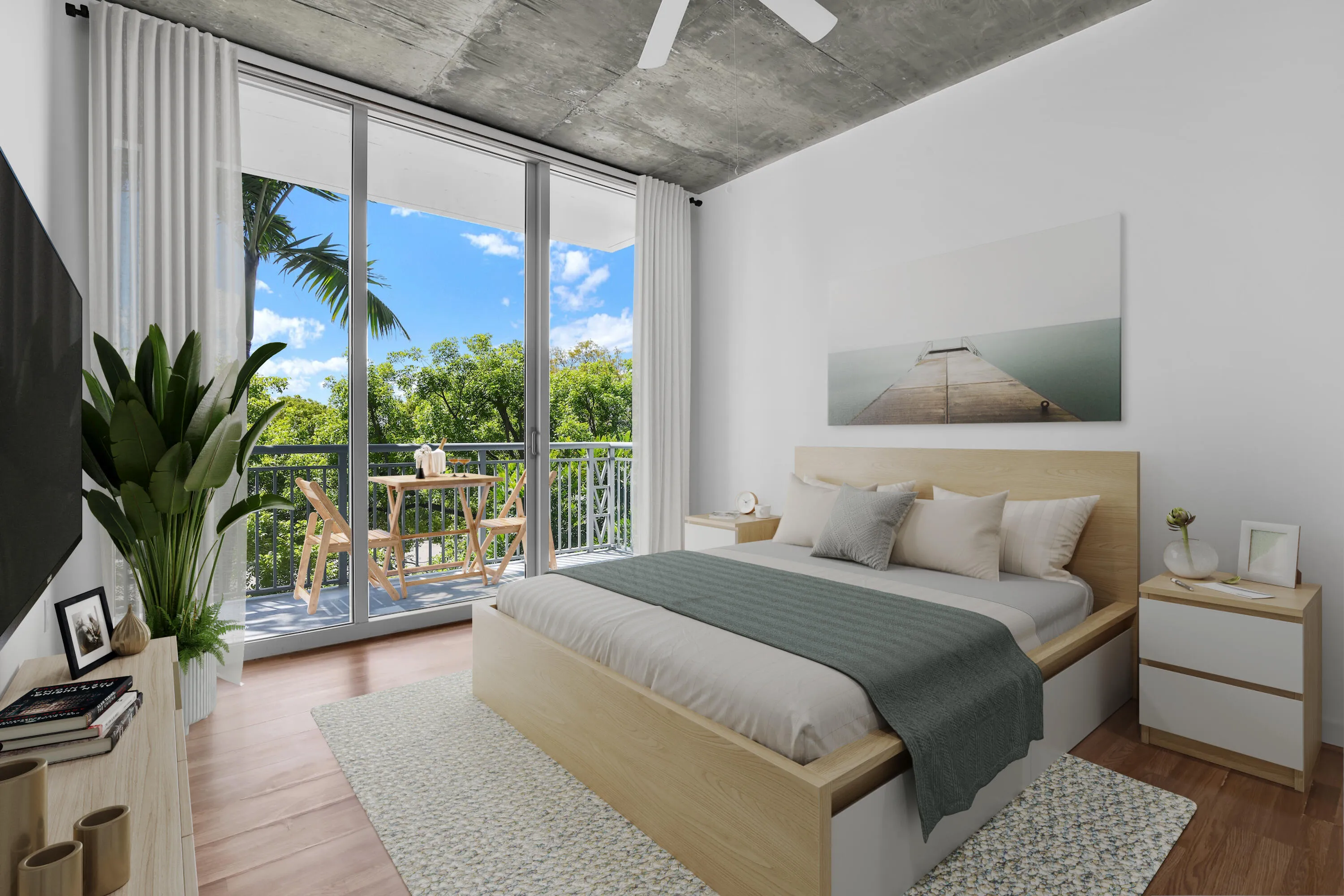 Virtually staged primary bedroom