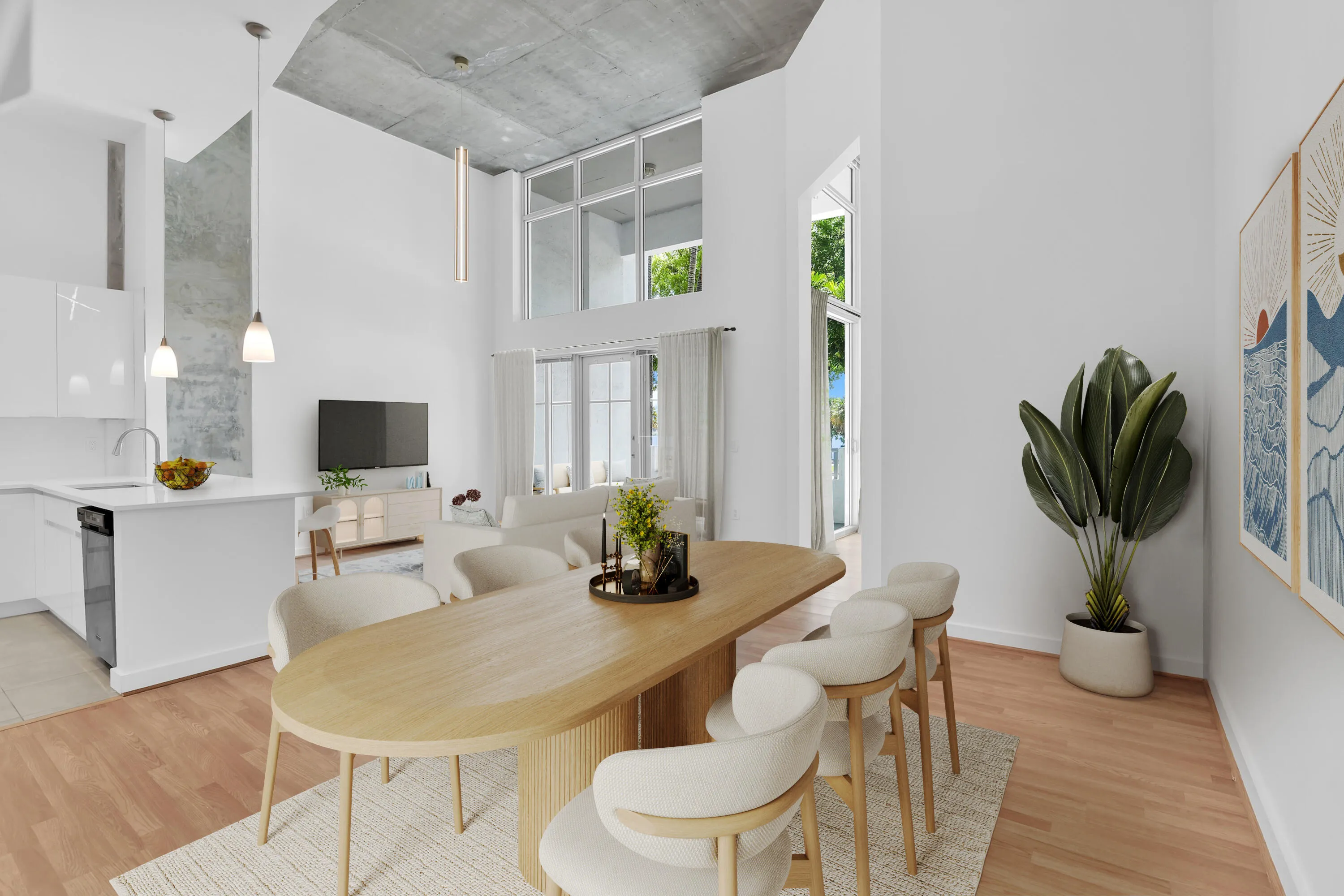 Virtually staged living dining