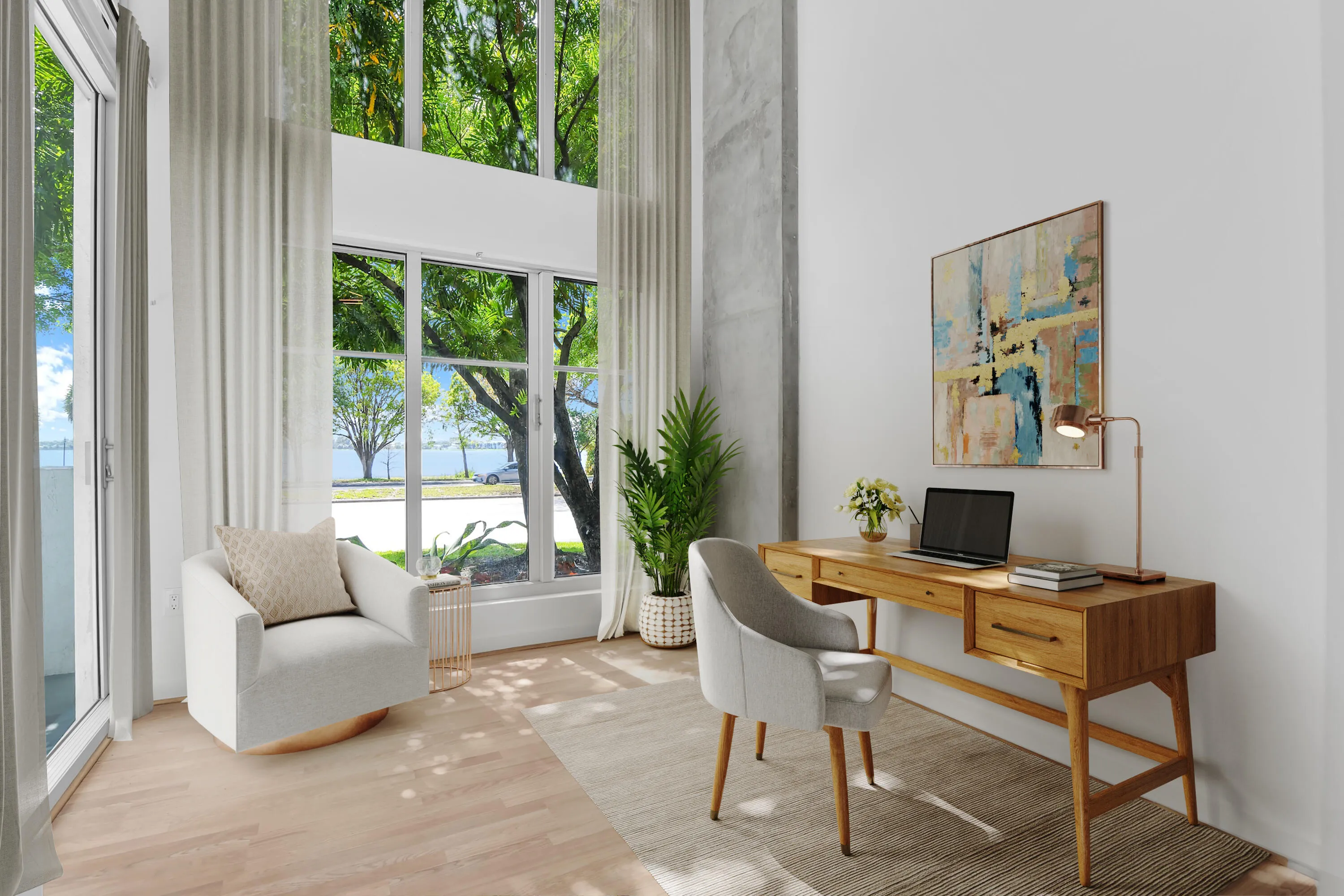 Virtually staged Den / office