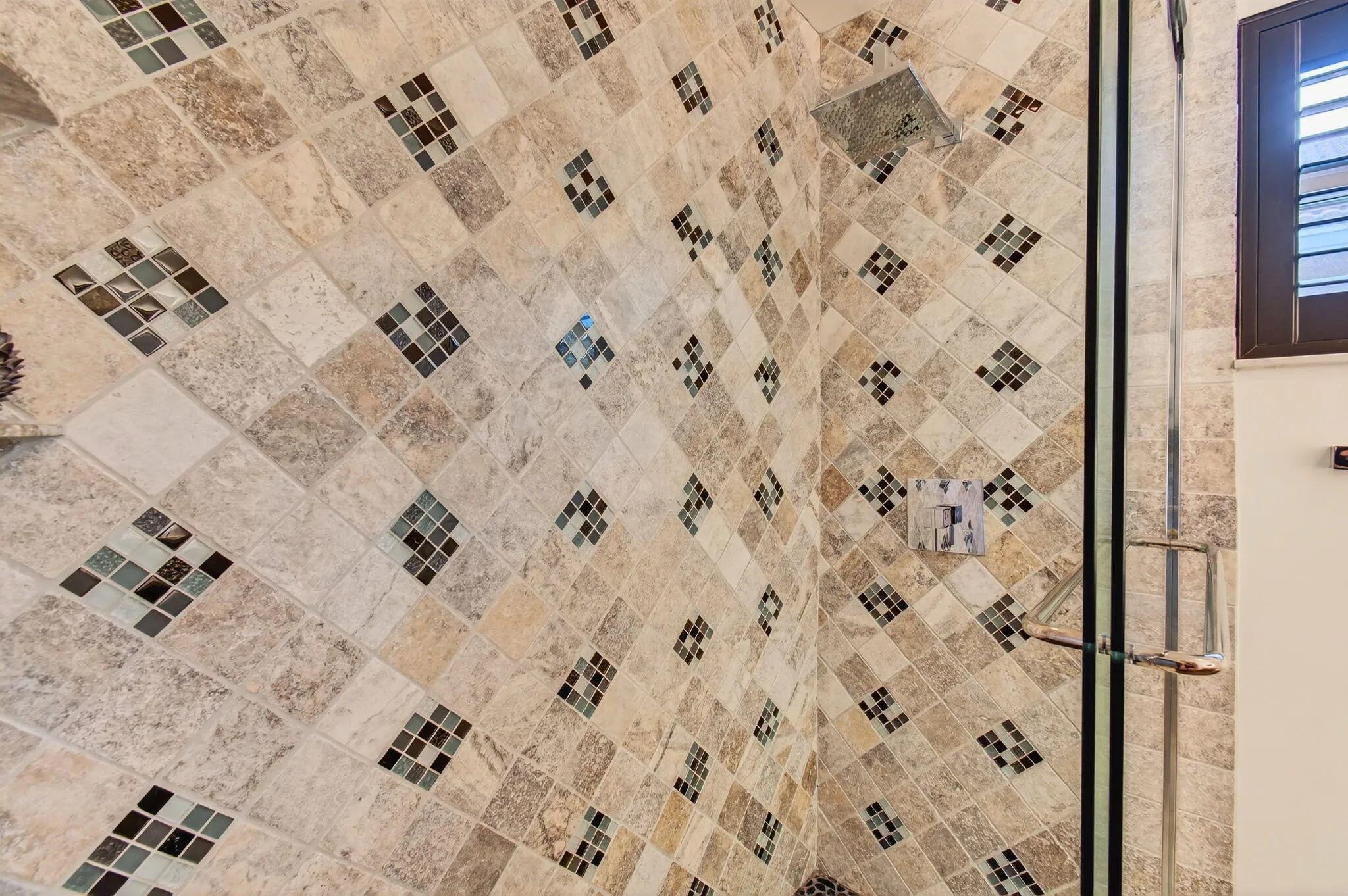 Mosaic and stone shower