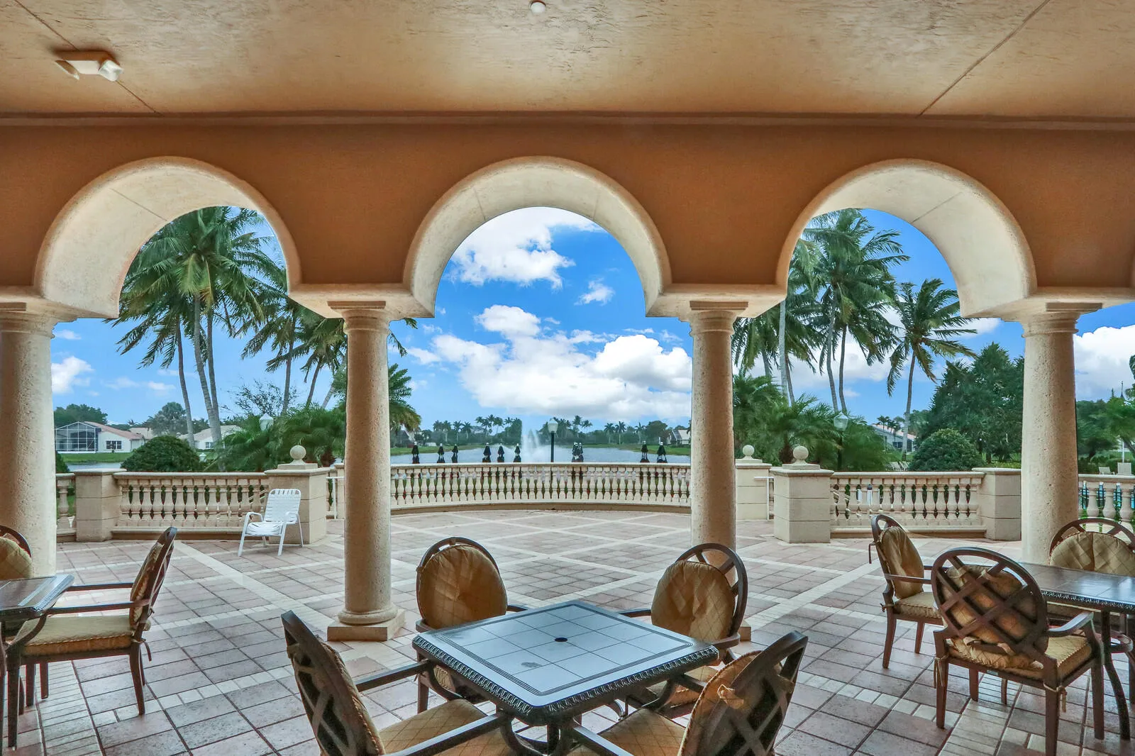 Upper Veranda at the far end of the Lobby is used for games and outdoor parties