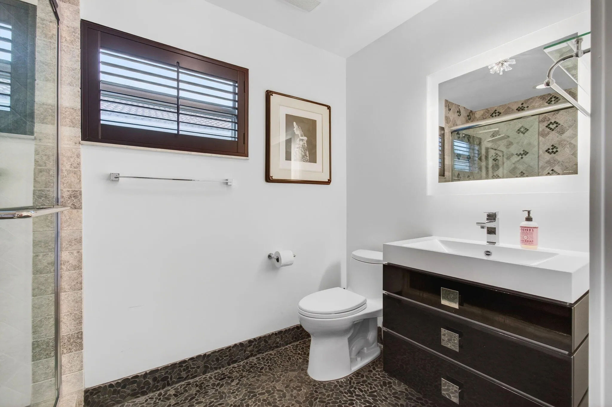 Guest bath has been totally renovated