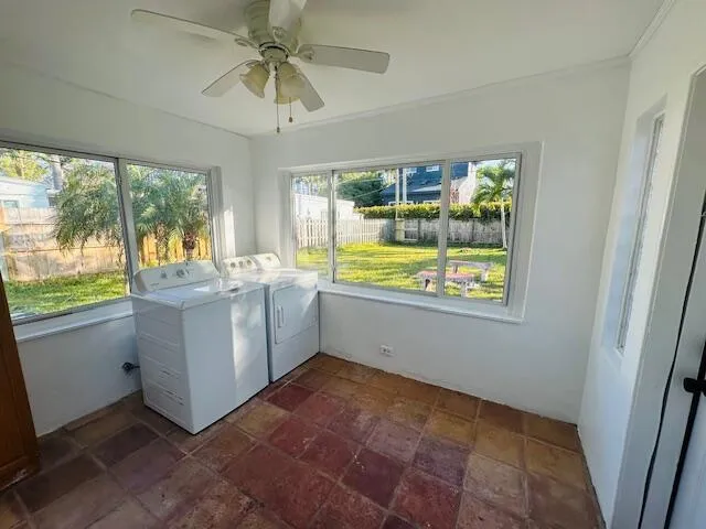 back patio with air-laundry room or den