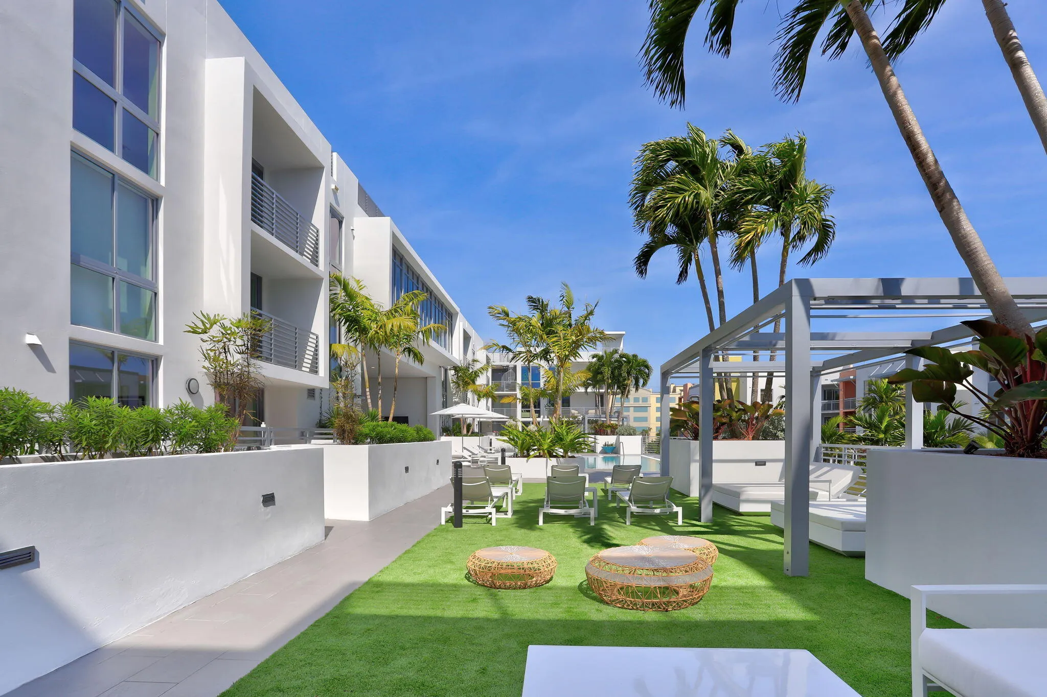 Pool seating and cabanas