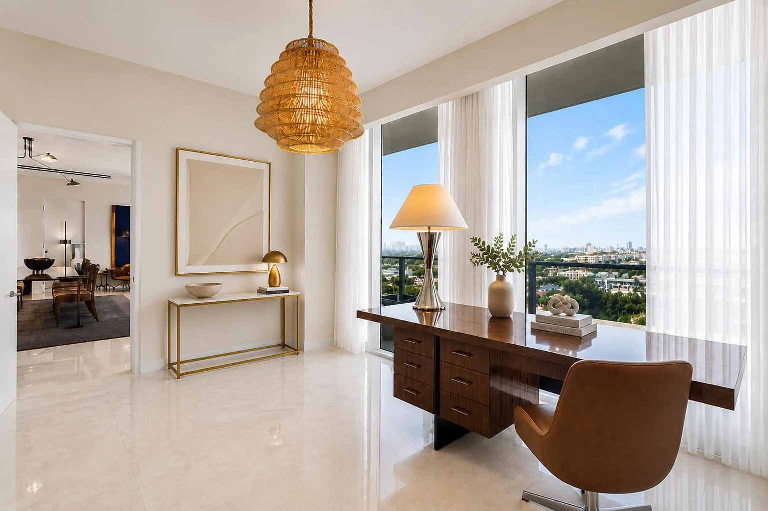 Virtually Enhanced Office with Downtown City View