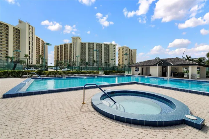 Tennis Court Pool and Hot Tub