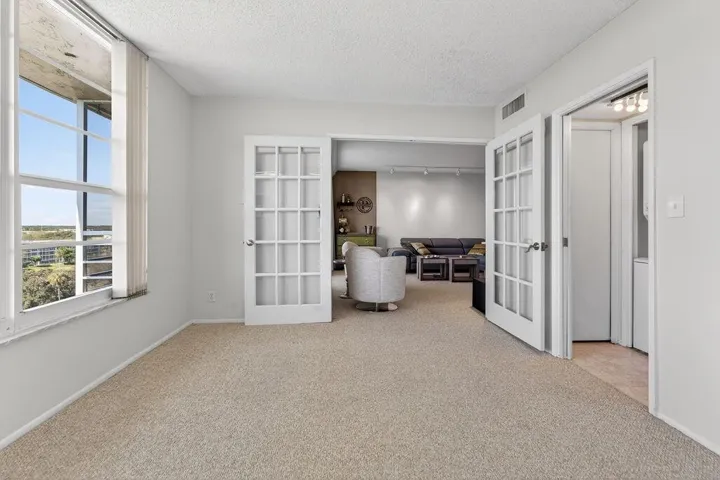 Guest bedroom overlooking living room