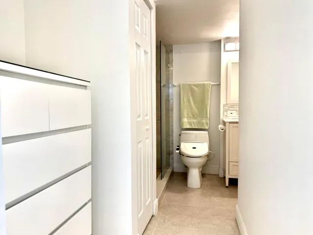 Master Bath w Step in Shower-Linen Closet-Dresser does not convey