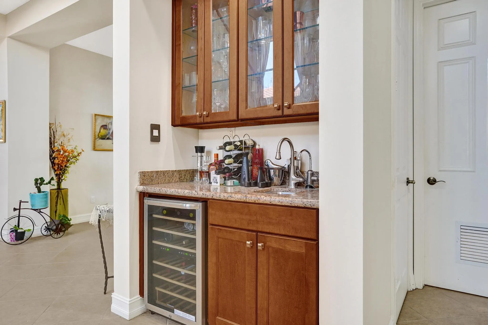 Cutom wet bar for entertaining.