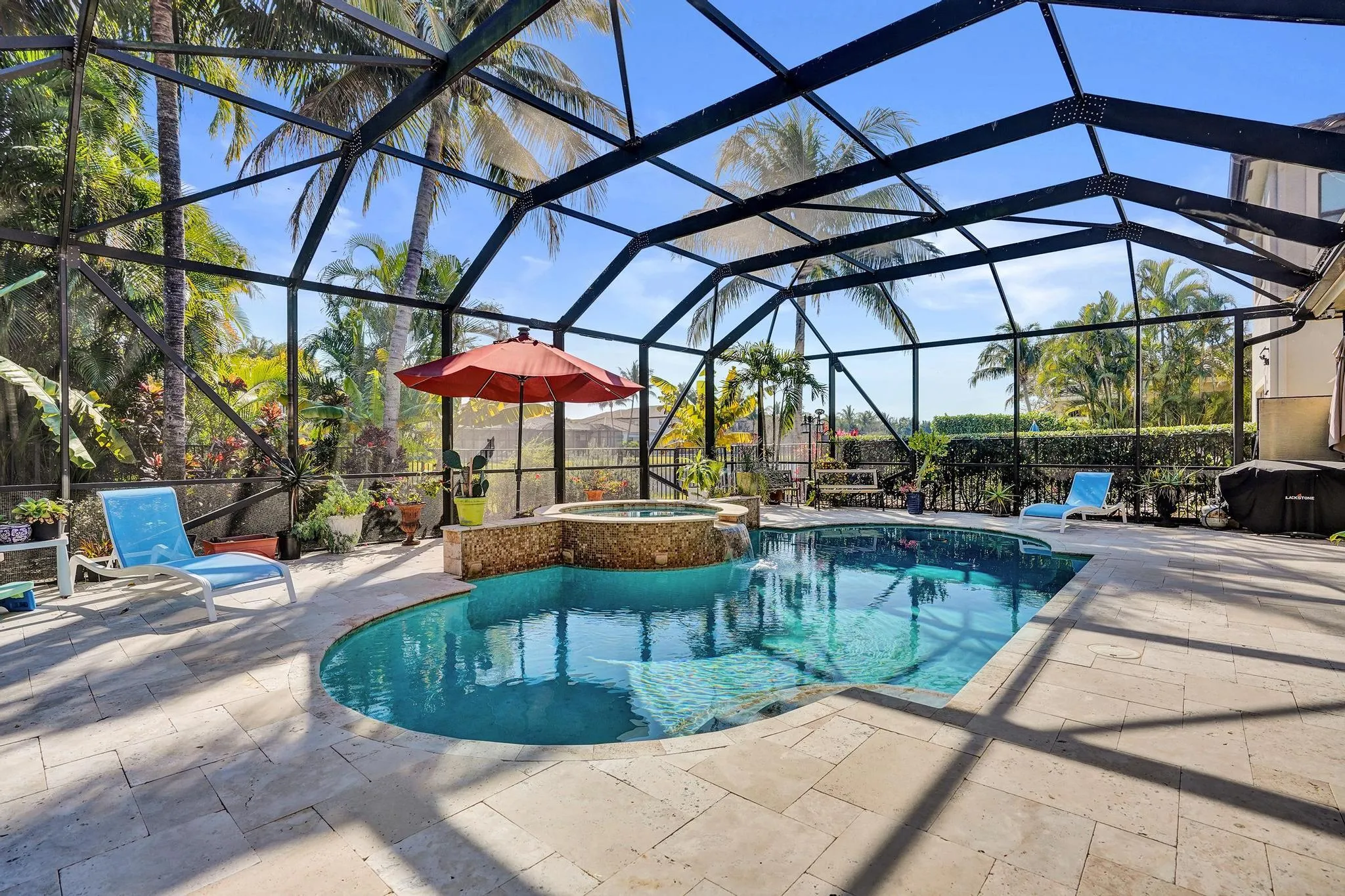 Tile Deck very private setting with partial lake access and view. 80 k plus custom pool and spa added in 2014. It's 5 o'clock all day!