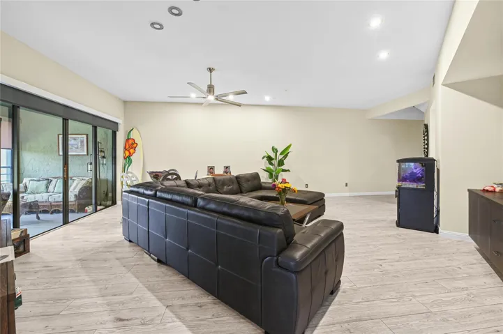 Enclosed patio adjacent to living room