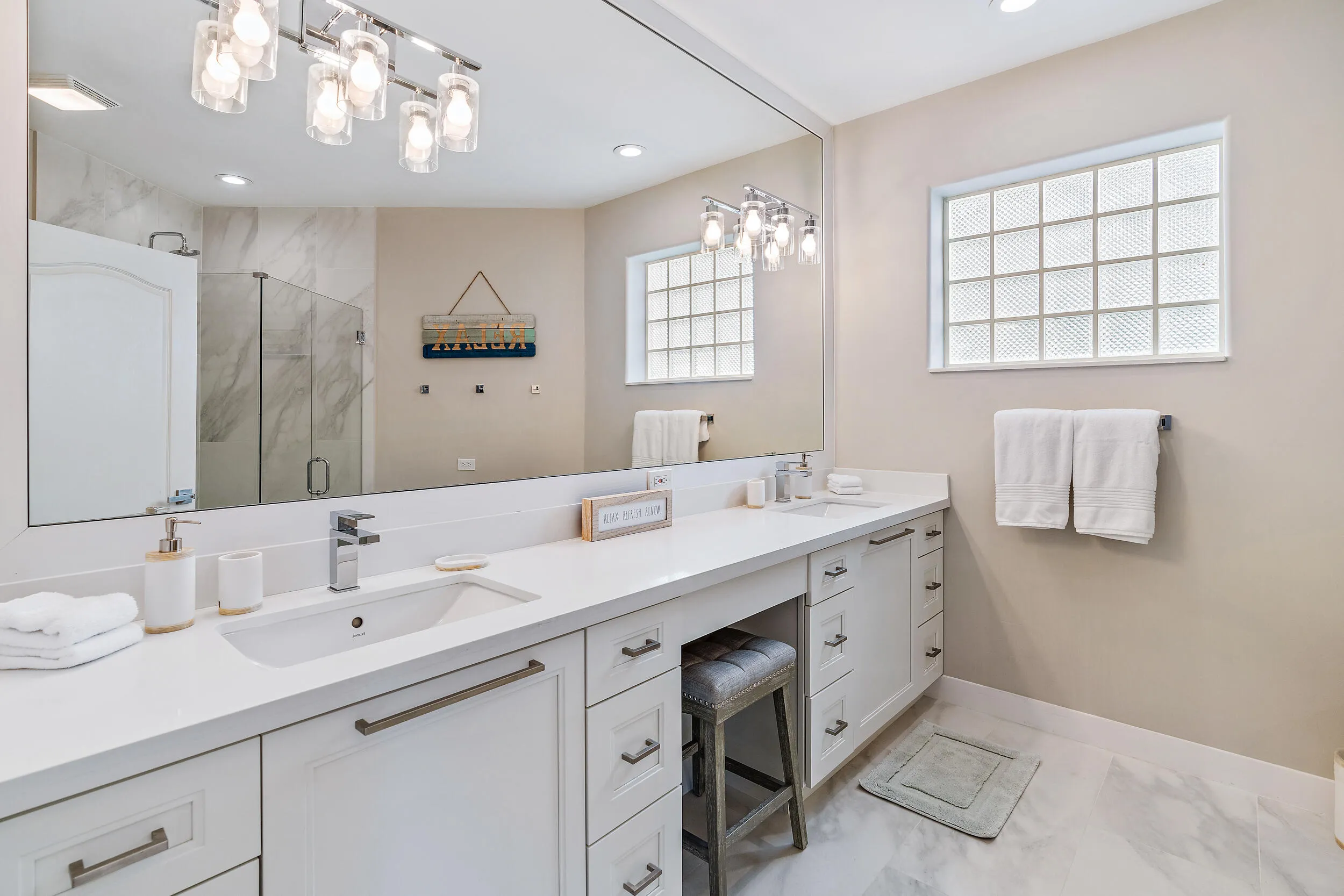 main level primary bathroom