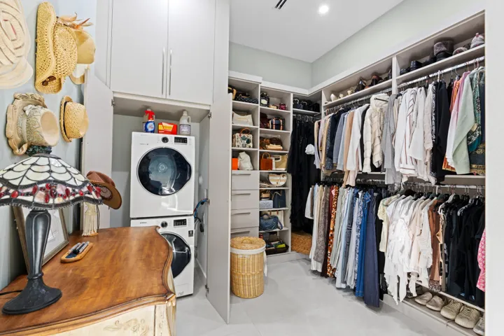 Primary Closet with full size washer/dryer