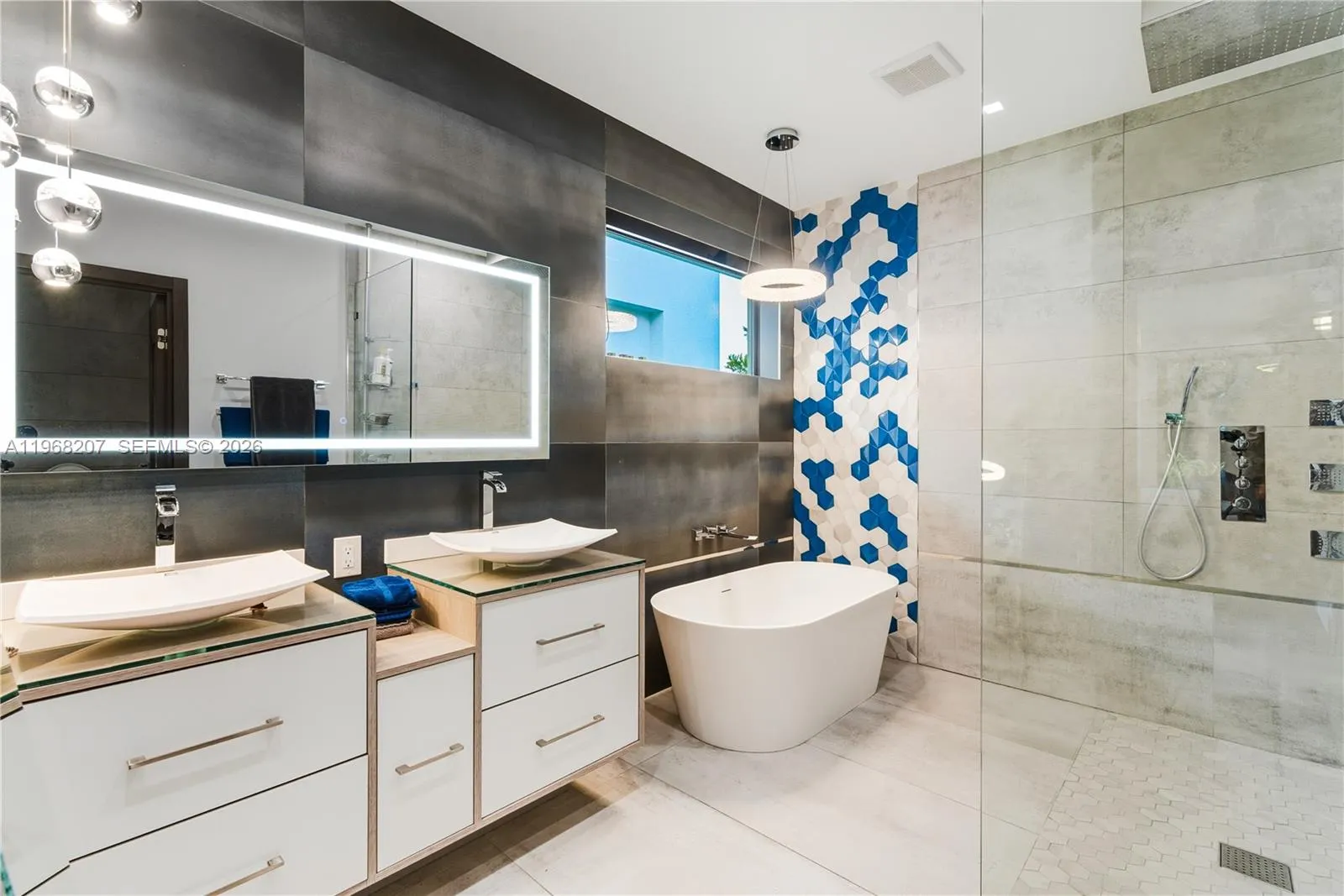 Primary Bathroom with Stone Soaking tub