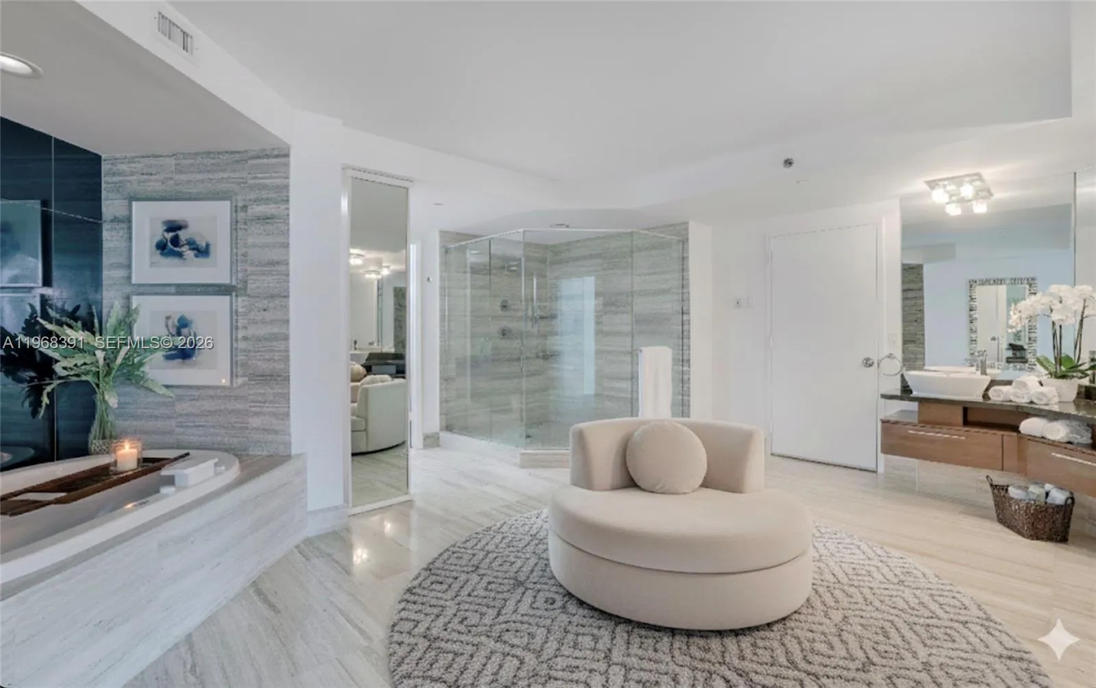 Expansive primary bathroom