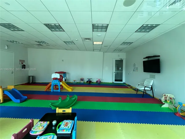 View to the indoor playground from outside