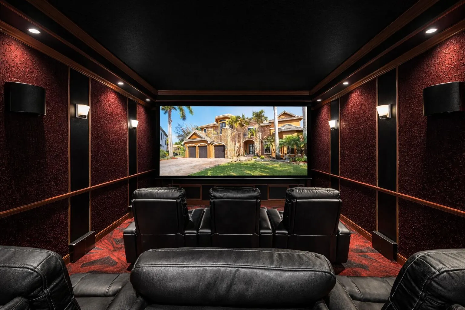 Theater/Media Room with roll down projection screen
