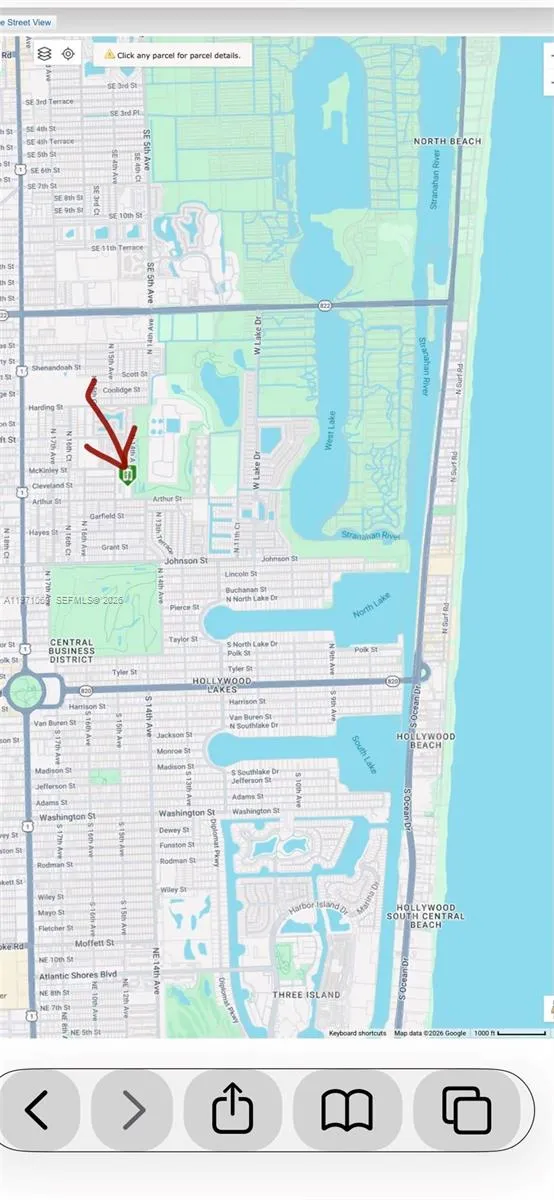 Map location, east of US1