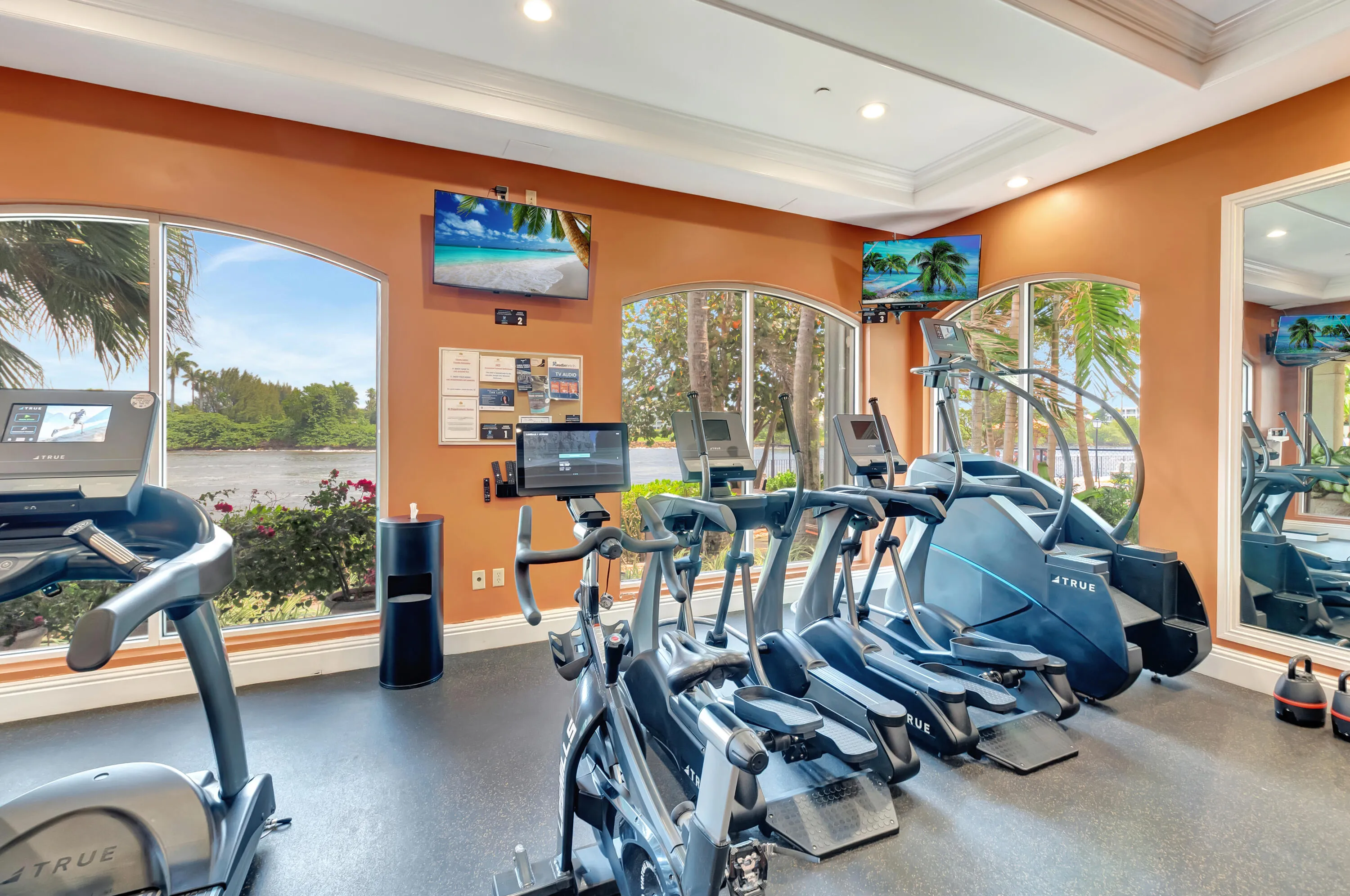 Cardio area overlooking the intracoastal