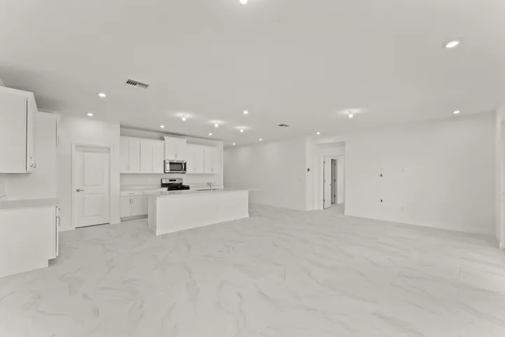 Stock photos represent builder's floorplan