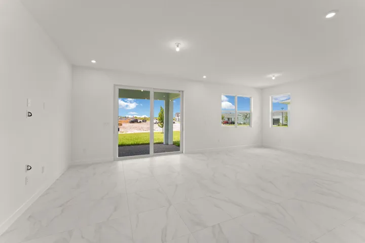 Stock photos represent builder's floorplan