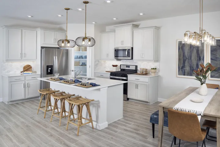 Stock photos represent builder's floorplan