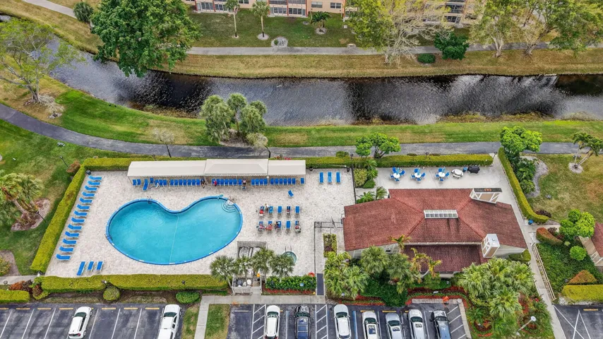 Pool next to building