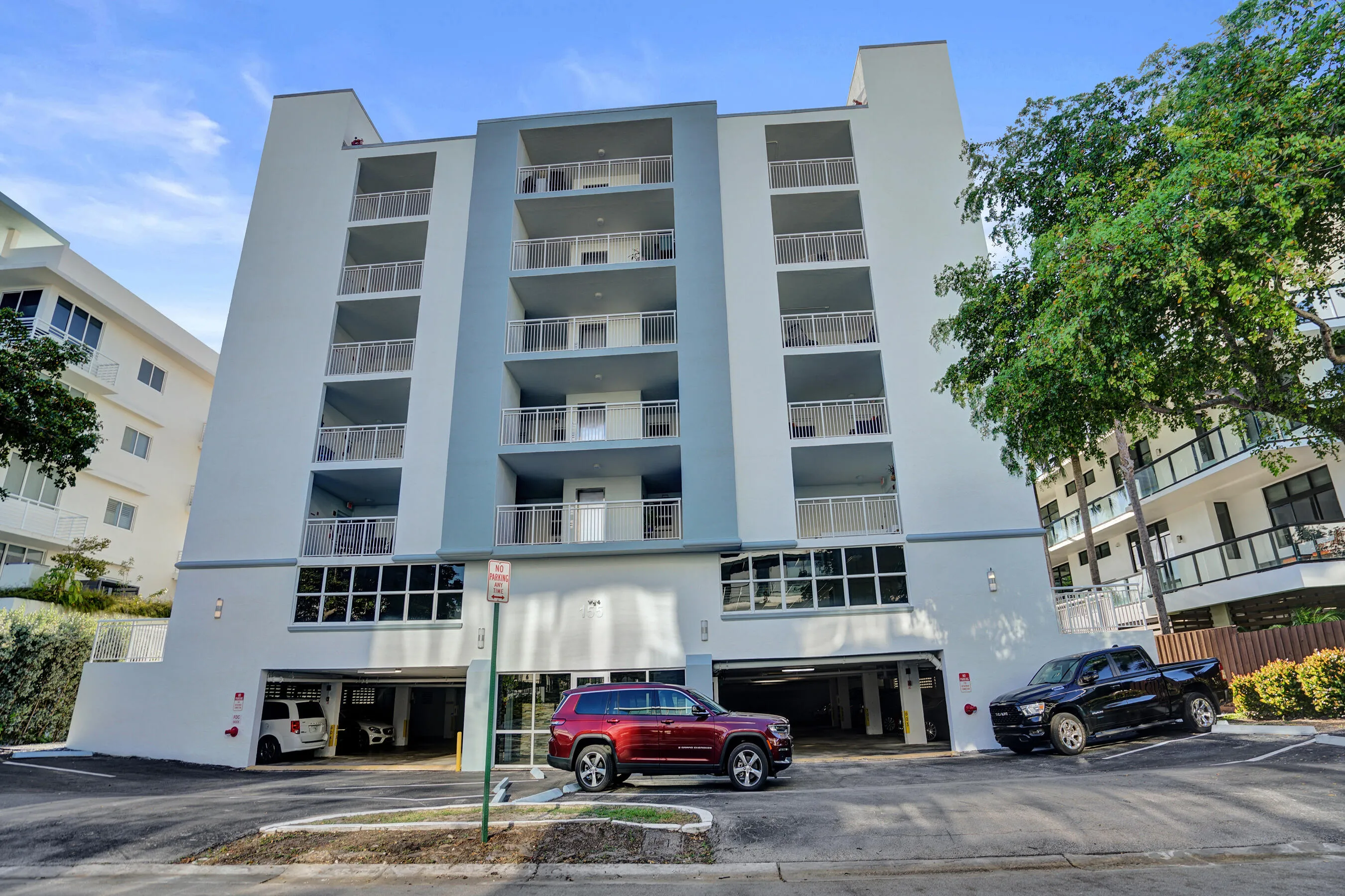Front of building - 12 guest spaces