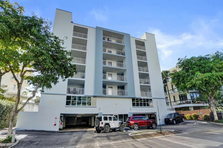 Front of building - 12 guest spaces