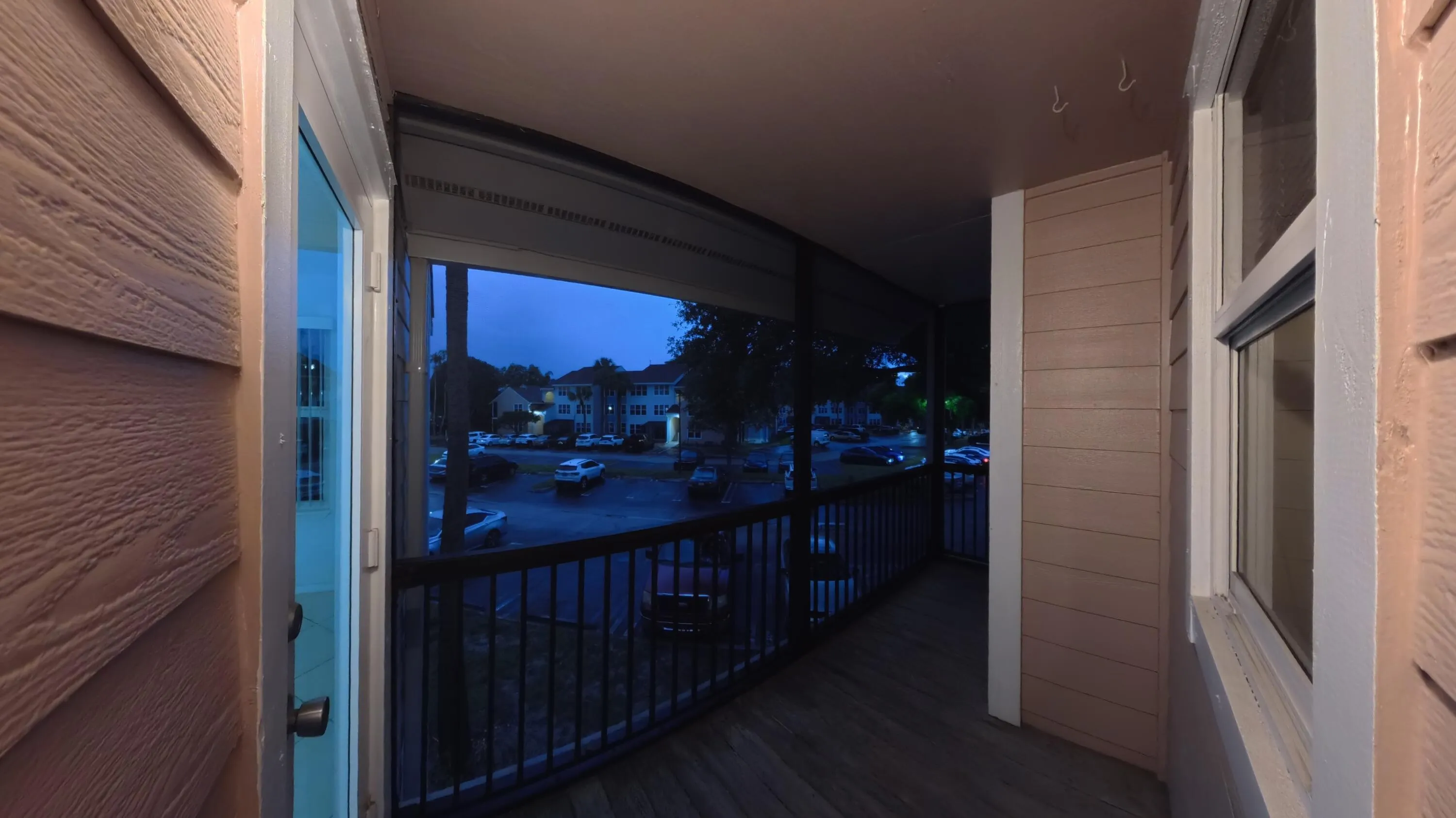 screen enclosed outside balcony