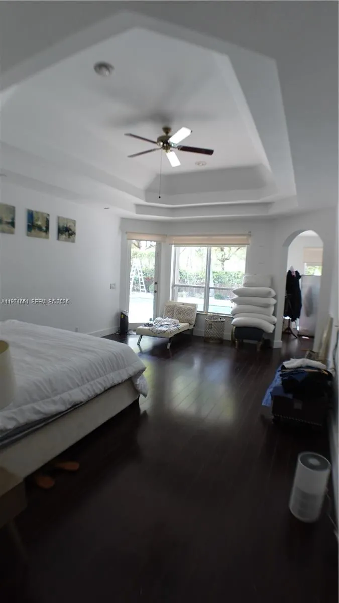 Master bedroom has direct access to the pool area and to the right you will find a large sitting area for quiet relaxation.