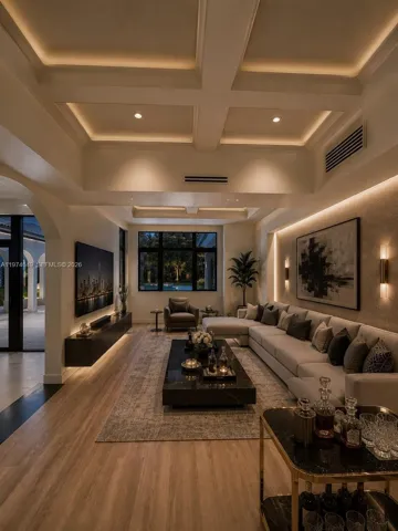 29 x 15 Wine room- lounge. Cove lights, scononces and furniture Virtually Staged.