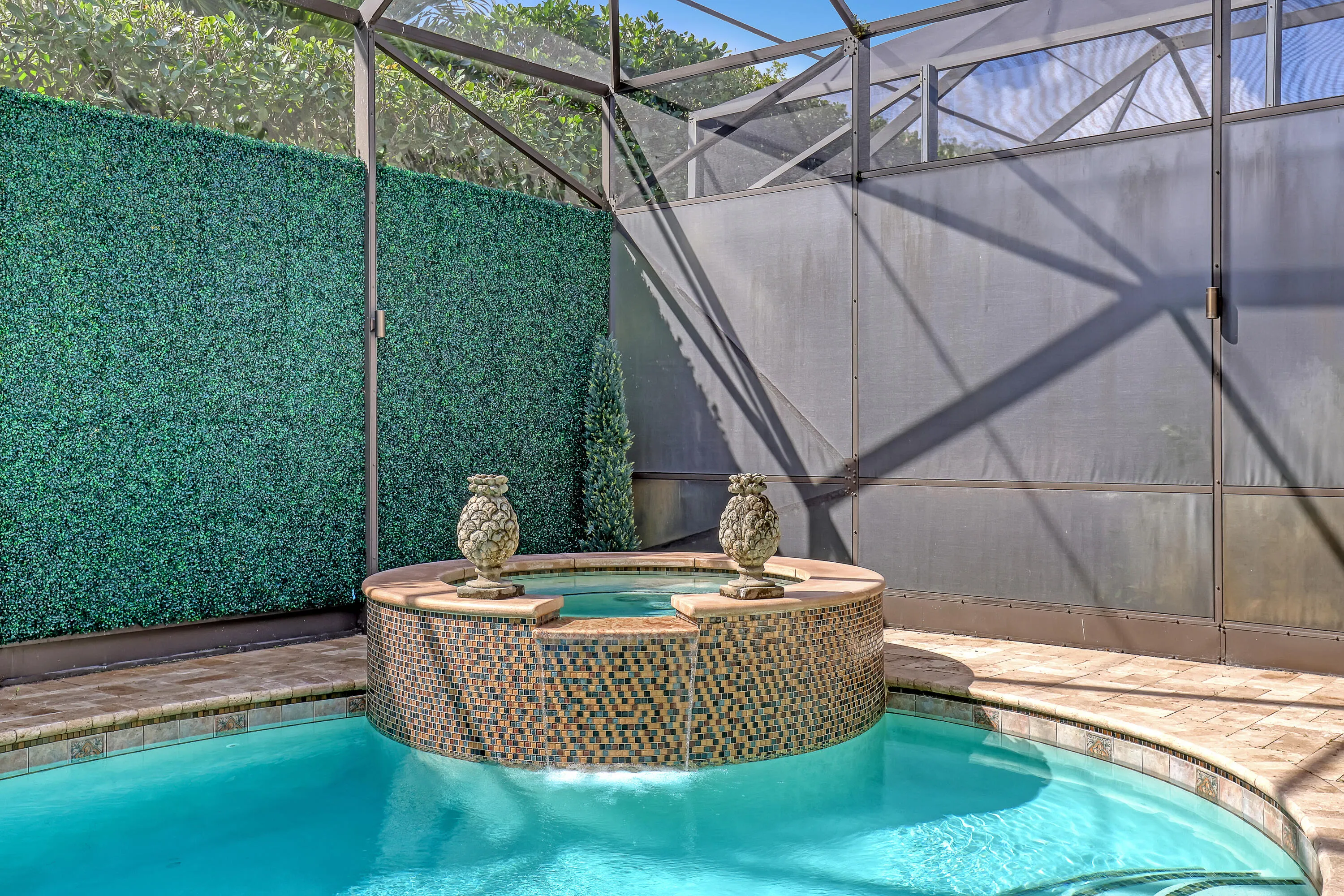 Spa with soothing waterfall splashing