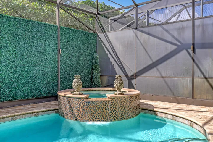 Spa with soothing waterfall splashing