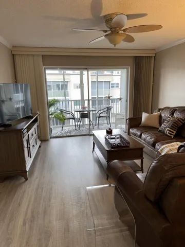 Living room with large fan