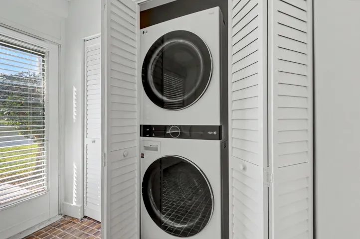 New washer/ dryer in the patio area