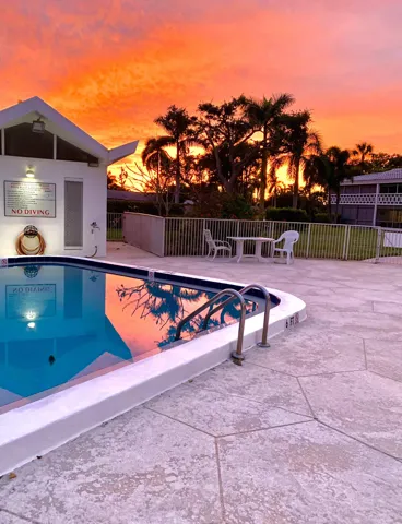 Blair house sunset by pool
