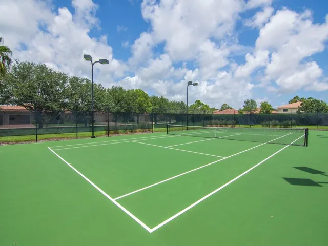 Lighted tennis courts.
