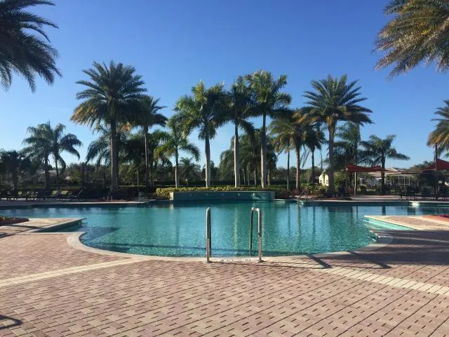 cascades pool with palm trees
