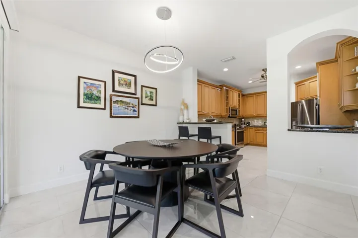 Dining area facing into kitchen