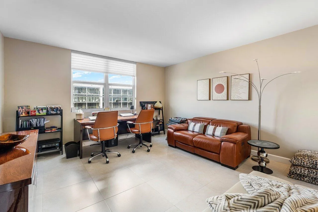 Second Bedroom has Porcelian Tile Floors and Views of the Ocean to the East