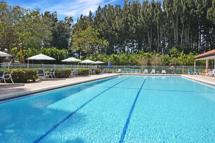 Olympic size pool with lots of seating area.