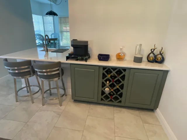 New Cabinets, Counter Top and Wine Cabinet