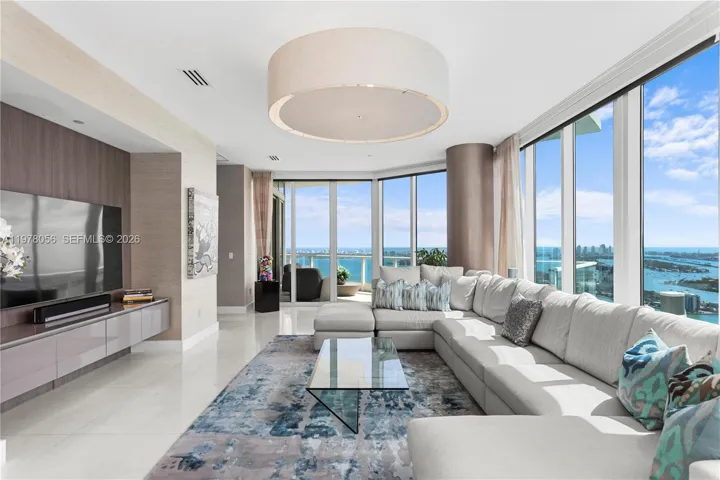 Expansive living room with panoramic bay views