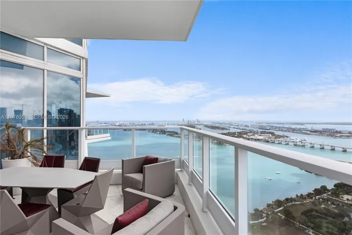 Expansive balcony overlooking Biscayne Bay