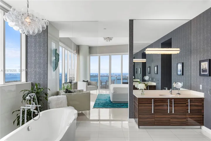 Spa-inspired primary bathroom with soaking tub