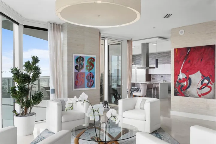 Designer living room with panoramic vistas